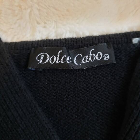 Dolce Cabo Y2K Full Button Front Deep V-Neck Tank Black Mini Sweater Dress XL - Picture 8 of 8